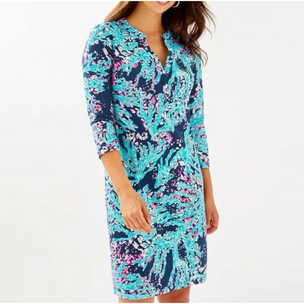 Lilly Pulitzer Delora Dress in High Tide Navy Coral Club Size Small